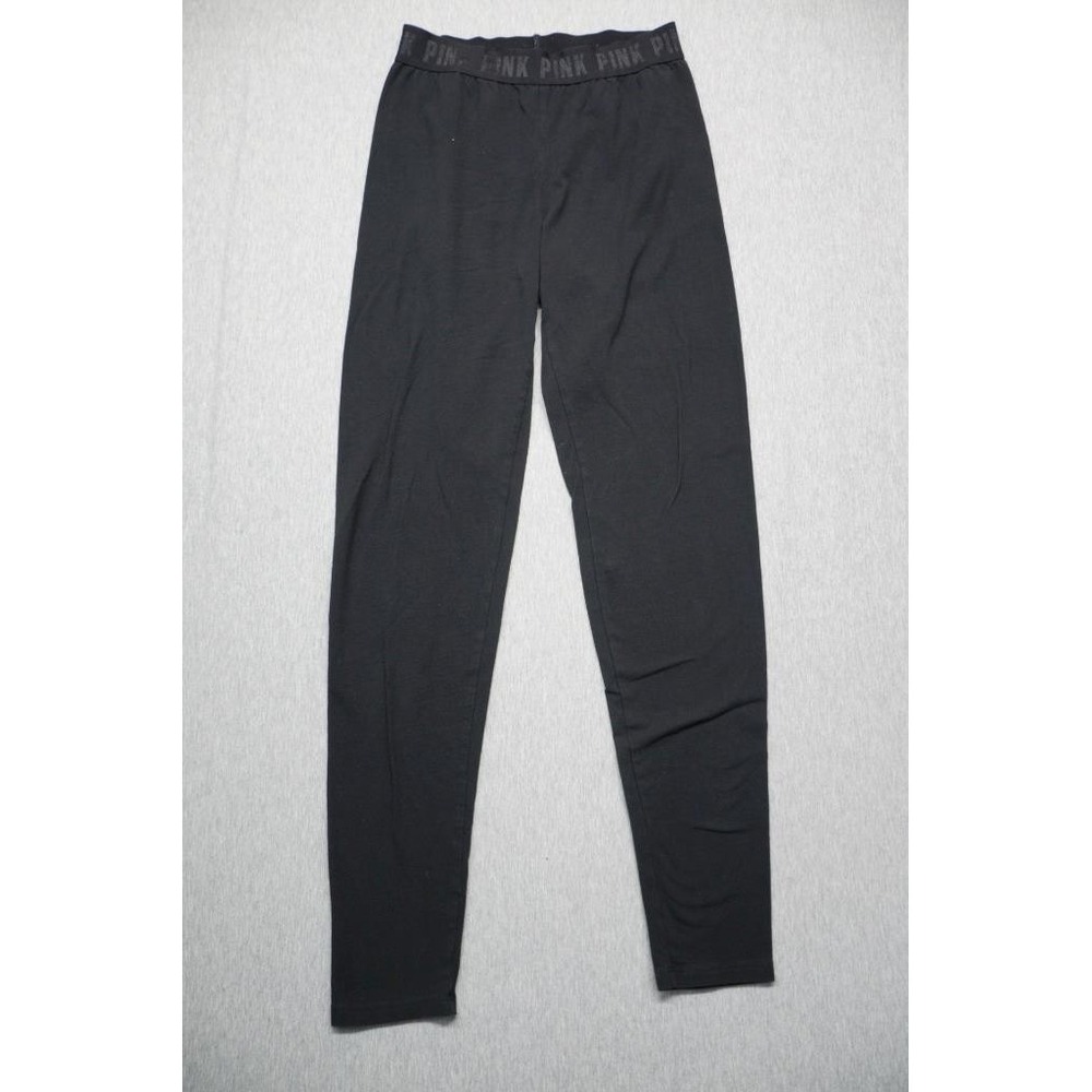 Victorias Secret Pink Leggings Womens Extra Small Black Yoga Cotton 27 Inseam